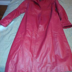 Long Red Leather Coat